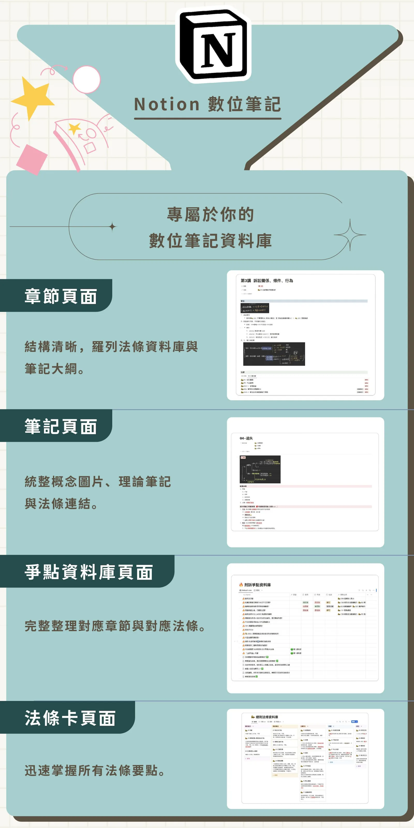 高考上榜獨家 Notion 數位筆記資料庫｜銷售說明長圖 4/7